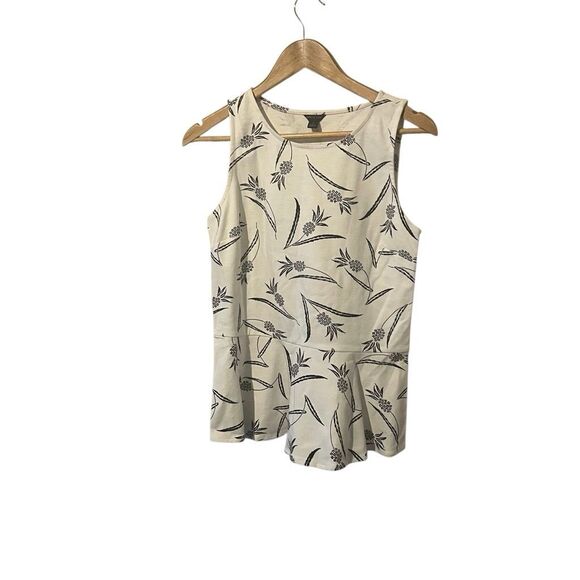 NWT Ann Taylor black and white print tank top peplum size XS - Picture 2 of 6